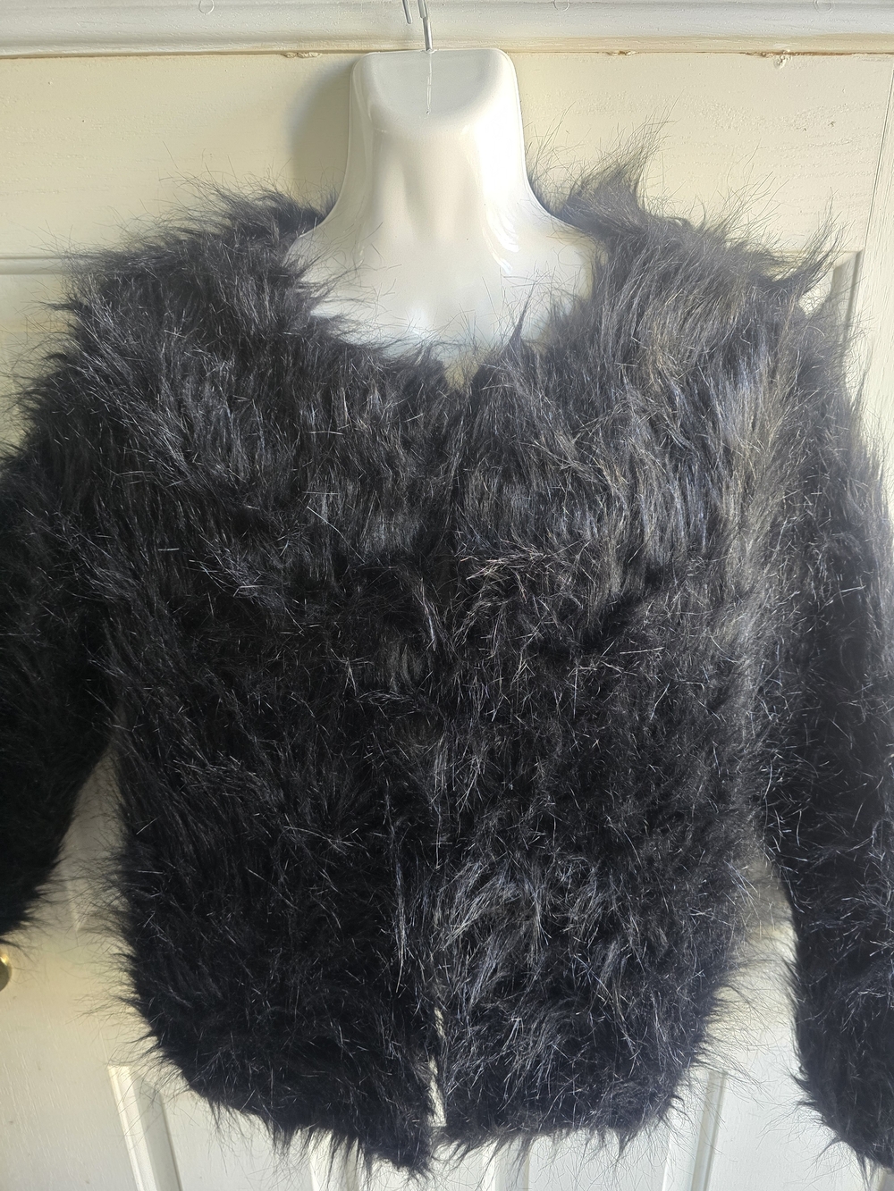 Faux Fur Black Women's Jacket - Cozy Textured Coat